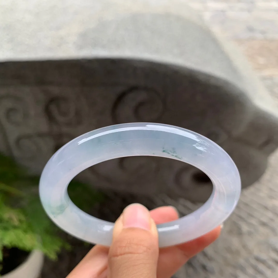 圈口 55.7-10.3【高冰紫飘花圆条手镯】圆条55 56可戴