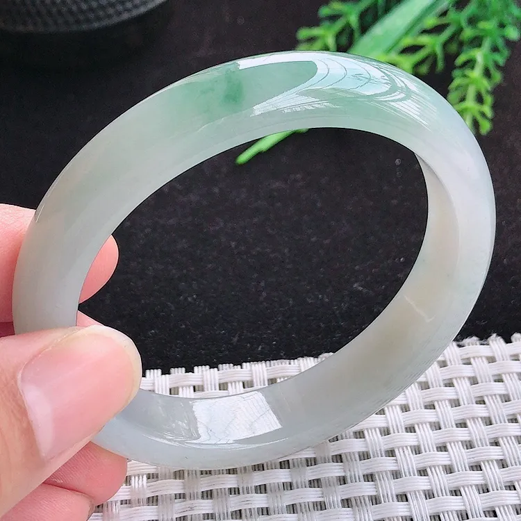 自然光54.5/49.5/12.6/8.1老坑冰胶水灵飘花贵妃手镯翡翠玉镯百搭