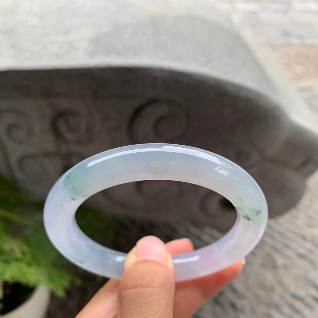 圈口 55.7-10.3【高冰紫飘花圆条手镯】圆条55 56可戴