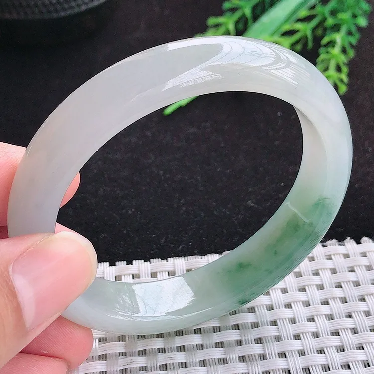 自然光54.5/49.5/12.6/8.1老坑冰胶水灵飘花贵妃手镯翡翠玉镯百搭
