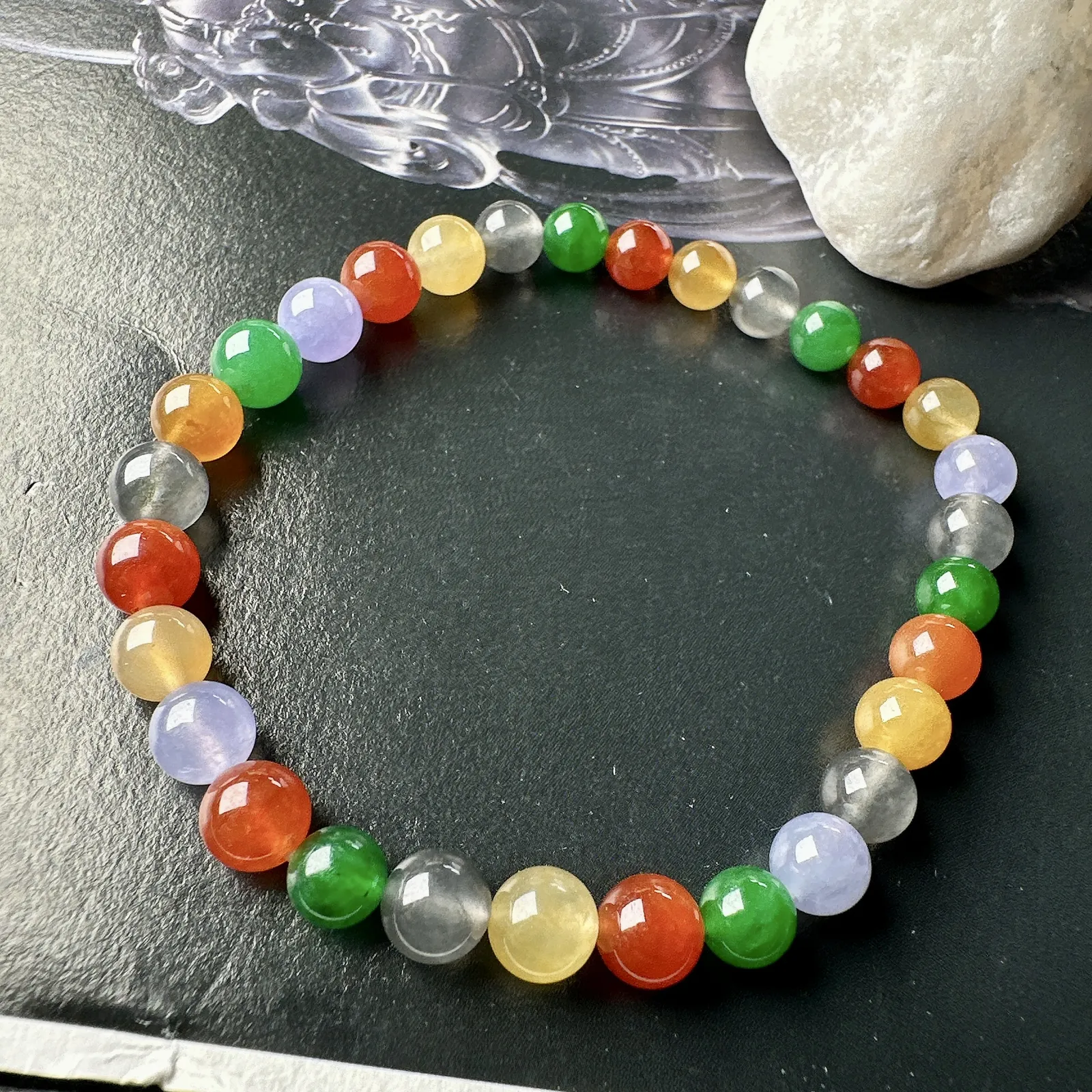 【冰种多宝手串】晶莹多彩的糖果串，多宝手串，颜色丰富，更重要的是种水都很好，性价比很不错，直径5.9