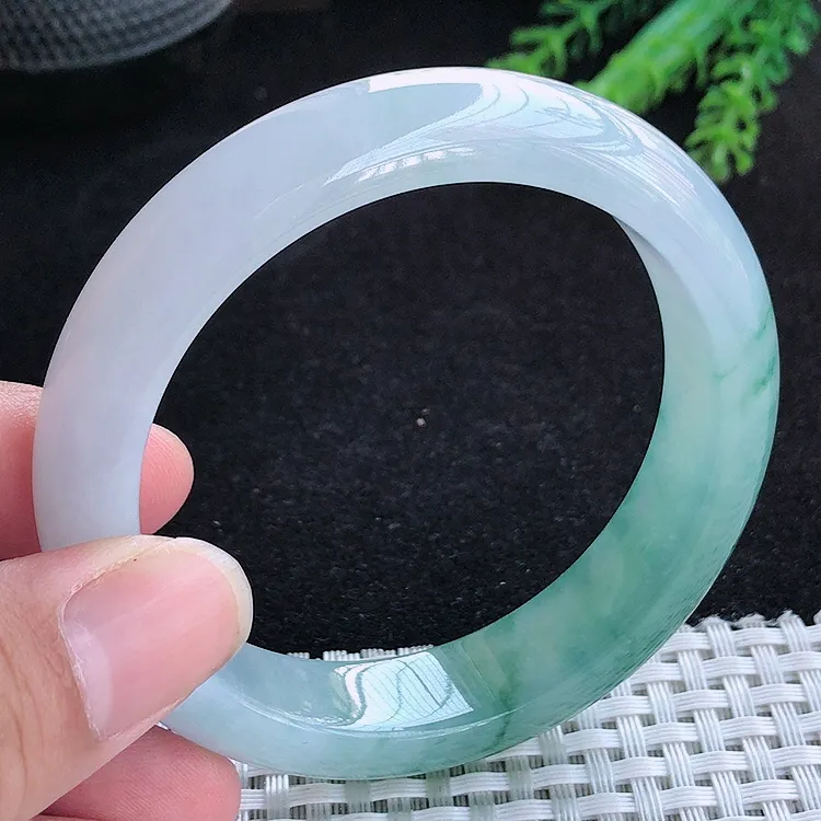 自然光56/13.9/8.8老坑冰胶果冻冰飘花手镯翡翠玉镯百搭