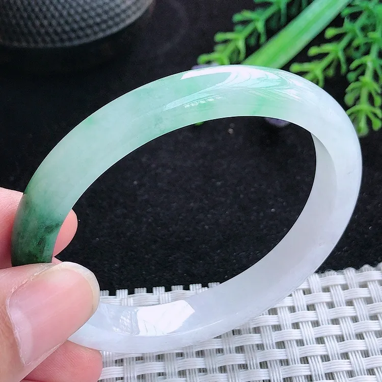 自然光54.5/47.5/9/6.9老坑冰胶水灵飘花贵妃手镯翡翠玉镯百搭