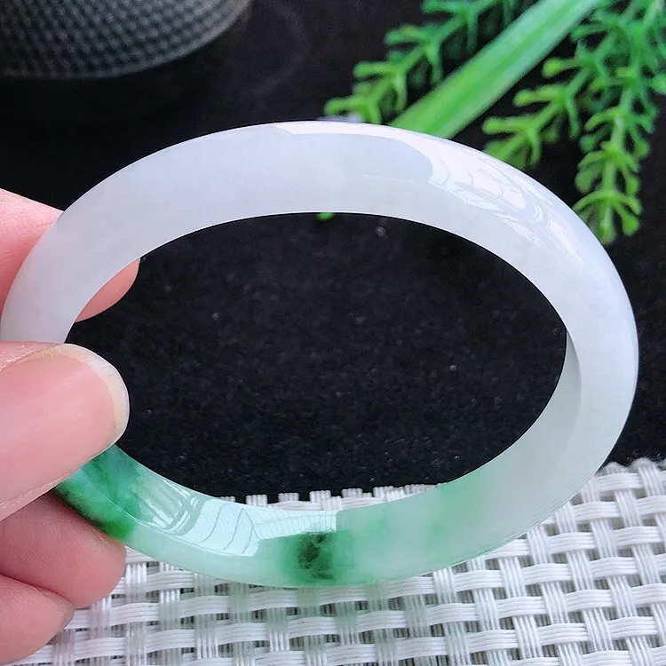 自然光54.5/47.5/9/6.9老坑冰胶水灵飘花贵妃手镯翡翠玉镯百搭