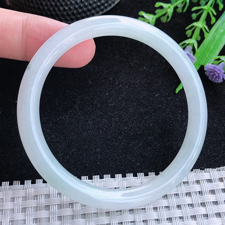 自然光53.5/7/7.2老坑秀气冰润圆条手翡翠叮当玉镯百搭