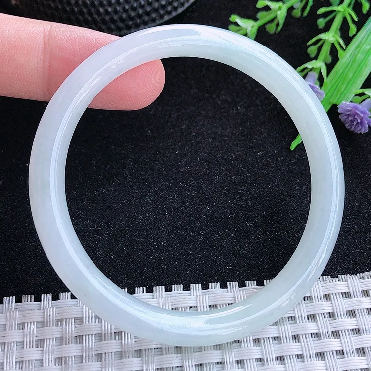 自然光53.5/7/7.2老坑秀气冰润圆条手翡翠叮当玉镯百搭