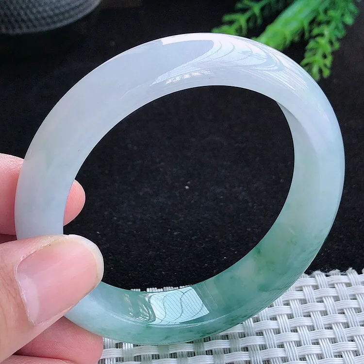 自然光56/13.9/8.8老坑冰胶果冻冰飘花手镯翡翠玉镯百搭