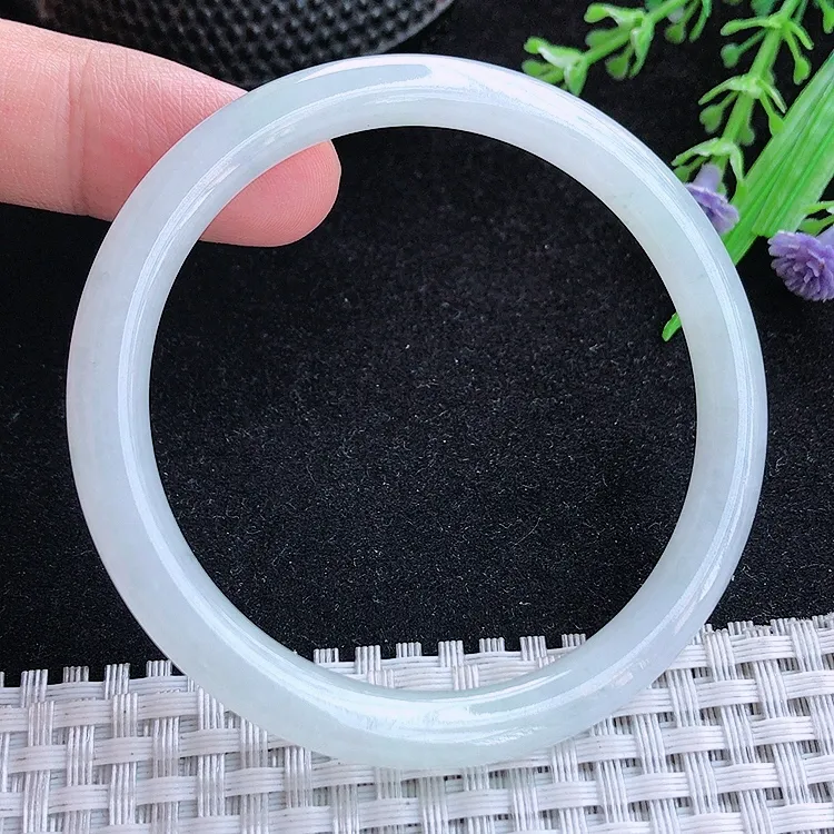 自然光53.5/7/7.2老坑秀气冰润圆条手翡翠叮当玉镯百搭
