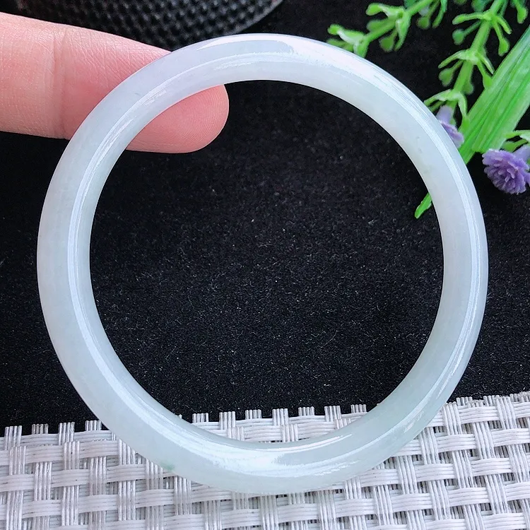 自然光53.5/7/7.2老坑秀气冰润圆条手翡翠叮当玉镯百搭