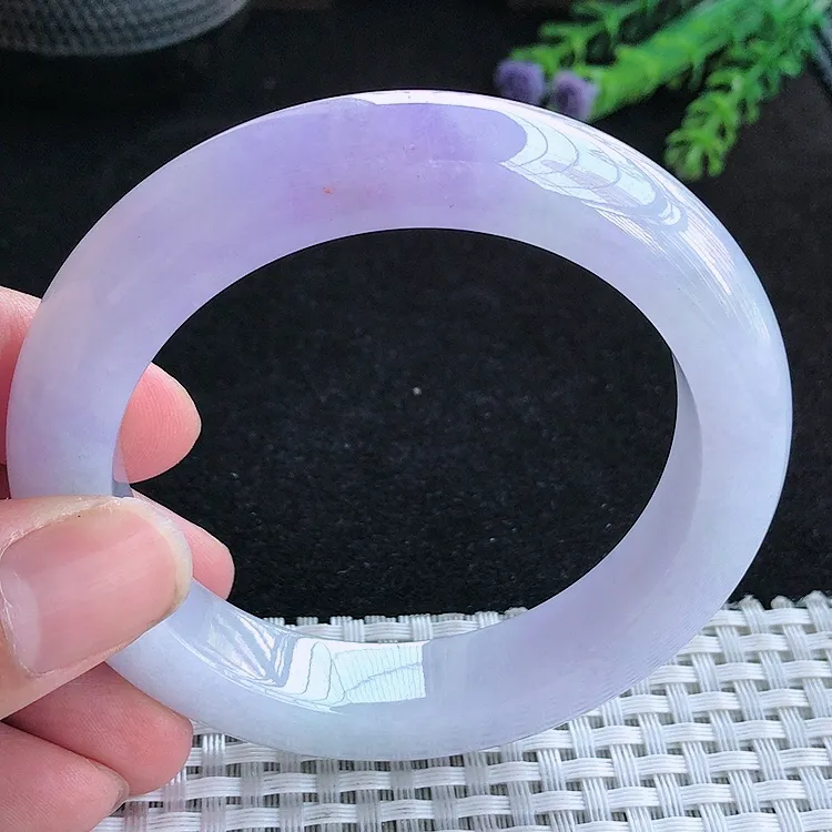 自然光56.5/12.2/10.2老坑精美冰润浓艳紫罗兰手镯翡翠玉镯百搭