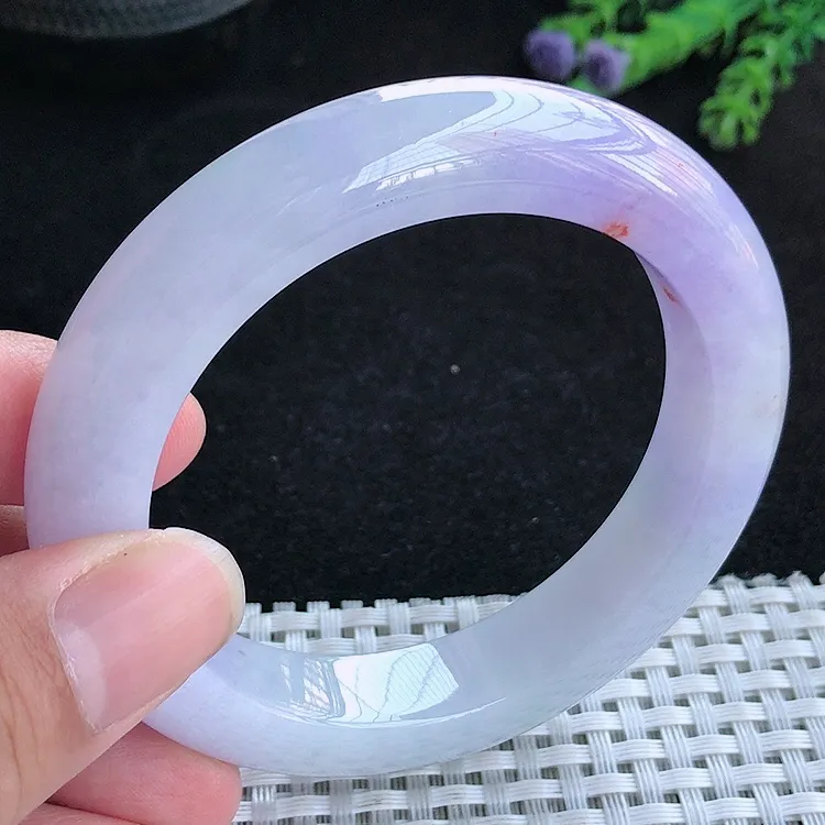 自然光56.5/12.2/10.2老坑精美冰润浓艳紫罗兰手镯翡翠玉镯百搭