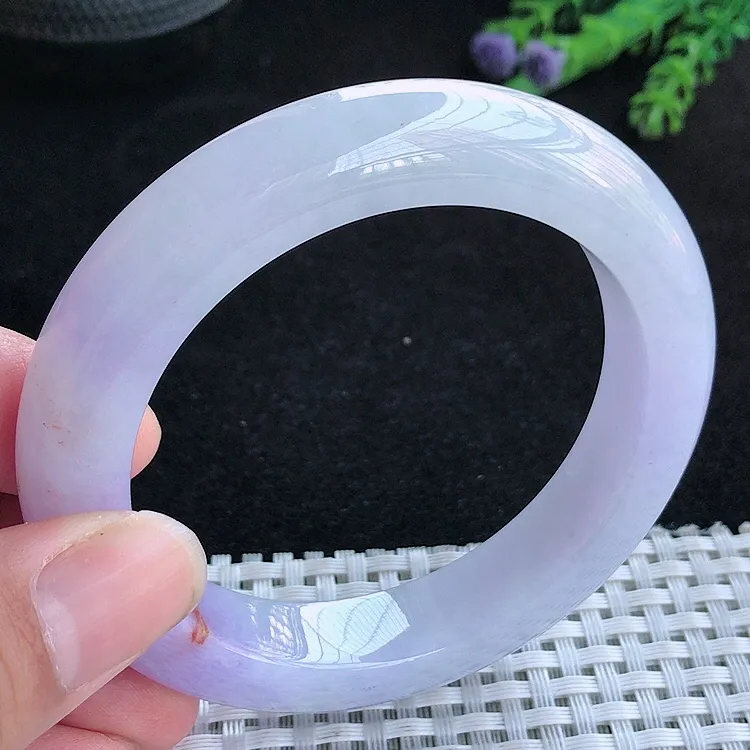自然光56.5/12.2/10.2老坑精美冰润浓艳紫罗兰手镯翡翠玉镯百搭
