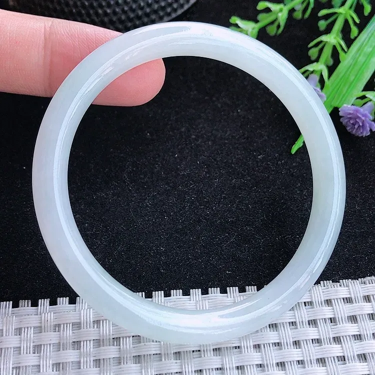 自然光53.5/7/7.2老坑秀气冰润圆条手翡翠叮当玉镯百搭