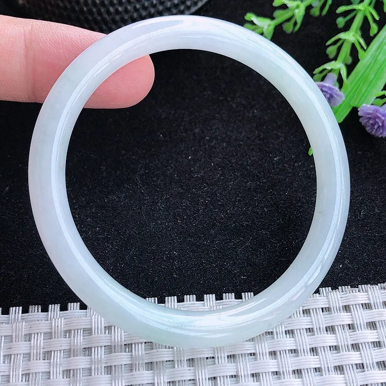自然光53.5/7/7.2老坑秀气冰润圆条手翡翠叮当玉镯百搭