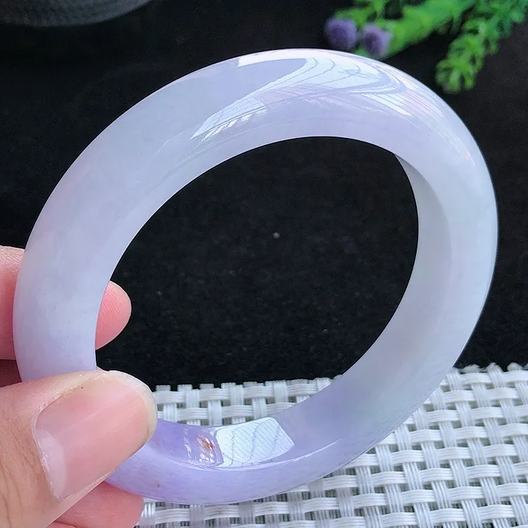 自然光56.5/12.2/10.2老坑精美冰润浓艳紫罗兰手镯翡翠玉镯百搭
