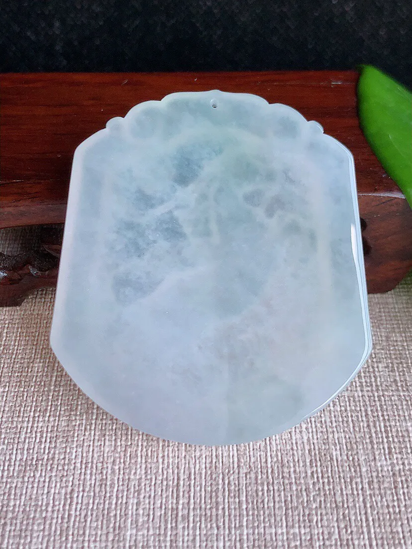 a货翡翠老坑冰种一刀切生肖马马上有钱吊坠 尺寸56.7×50.4×5.5mm 重量36.38g 0809