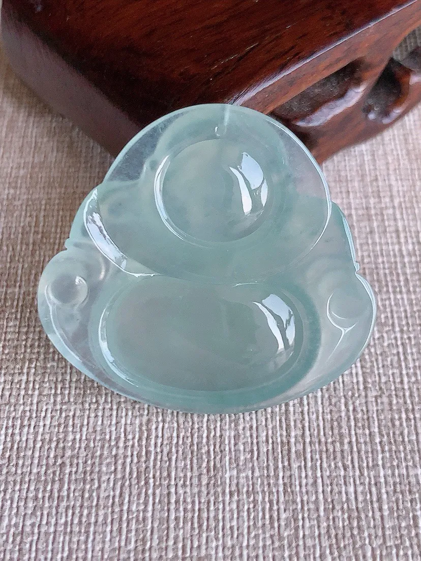 a货翡翠老坑冰种晴水大佛公吊坠 尺寸34.7×37.7×6mm 重量12.88g 0810