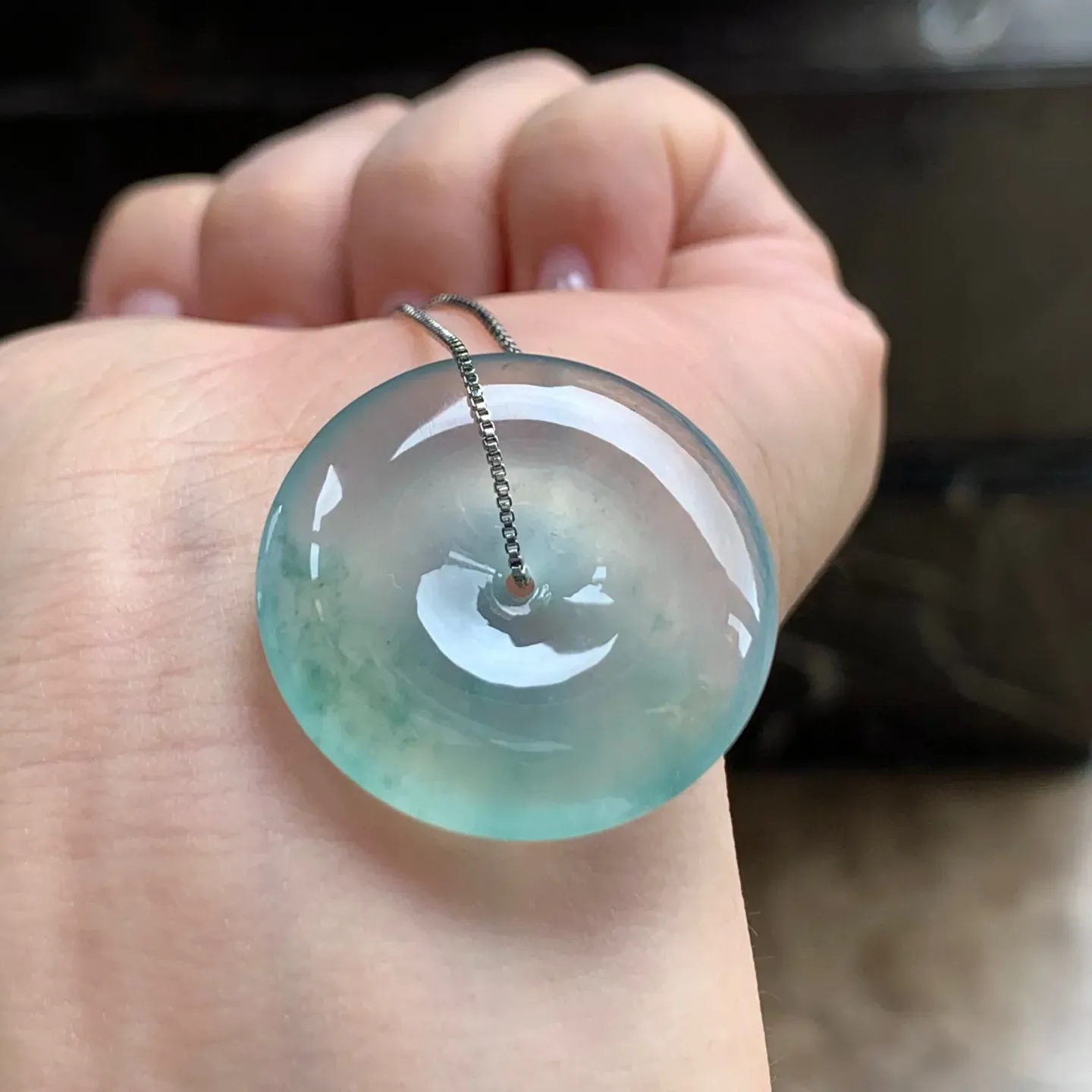 冰种飘花平安扣
种老水足 清爽