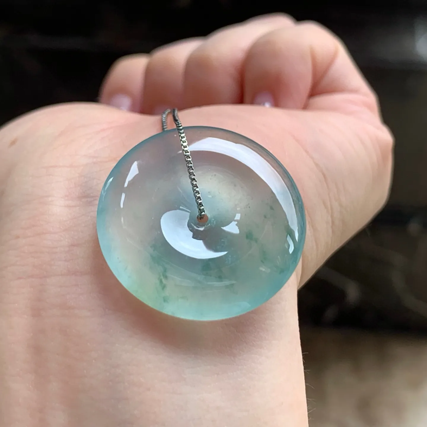 冰种飘花平安扣
种老水足 清爽