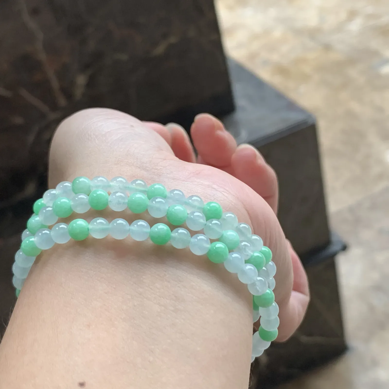 拼色翡翠珠链