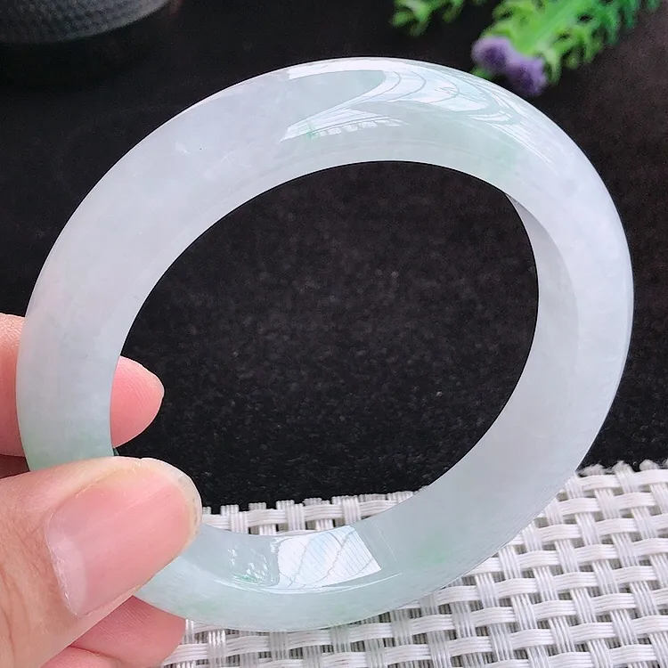 自然光57.5/12.5/9.4老坑冰胶果冻飘阳绿手镯翡翠玉镯百搭