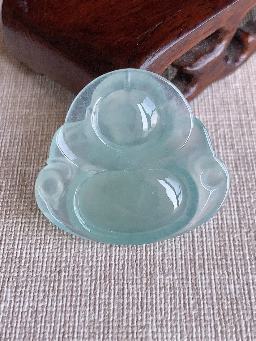 a货翡翠老坑冰种晴水佛公吊坠 尺寸33×36.3×6mm 重量11.35g 0810