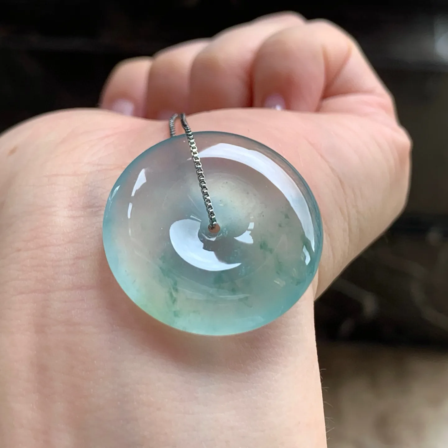 冰种飘花平安扣
种老水足 清爽