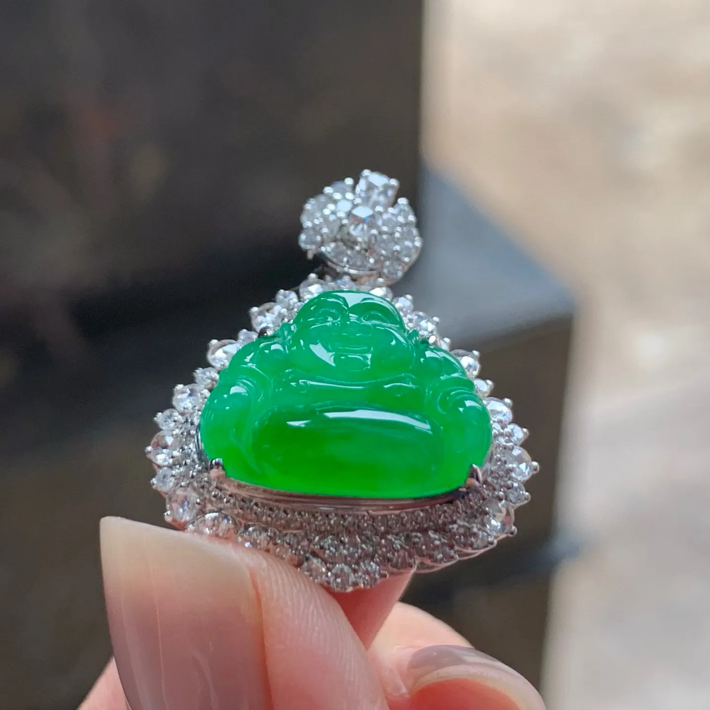 冰阳绿坐佛
种老 真金镶嵌
