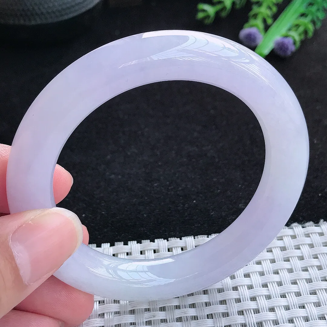 自然光54/10.7/10.8老坑冰胶果冻紫罗兰圆条手镯翡翠玉镯女款百搭
