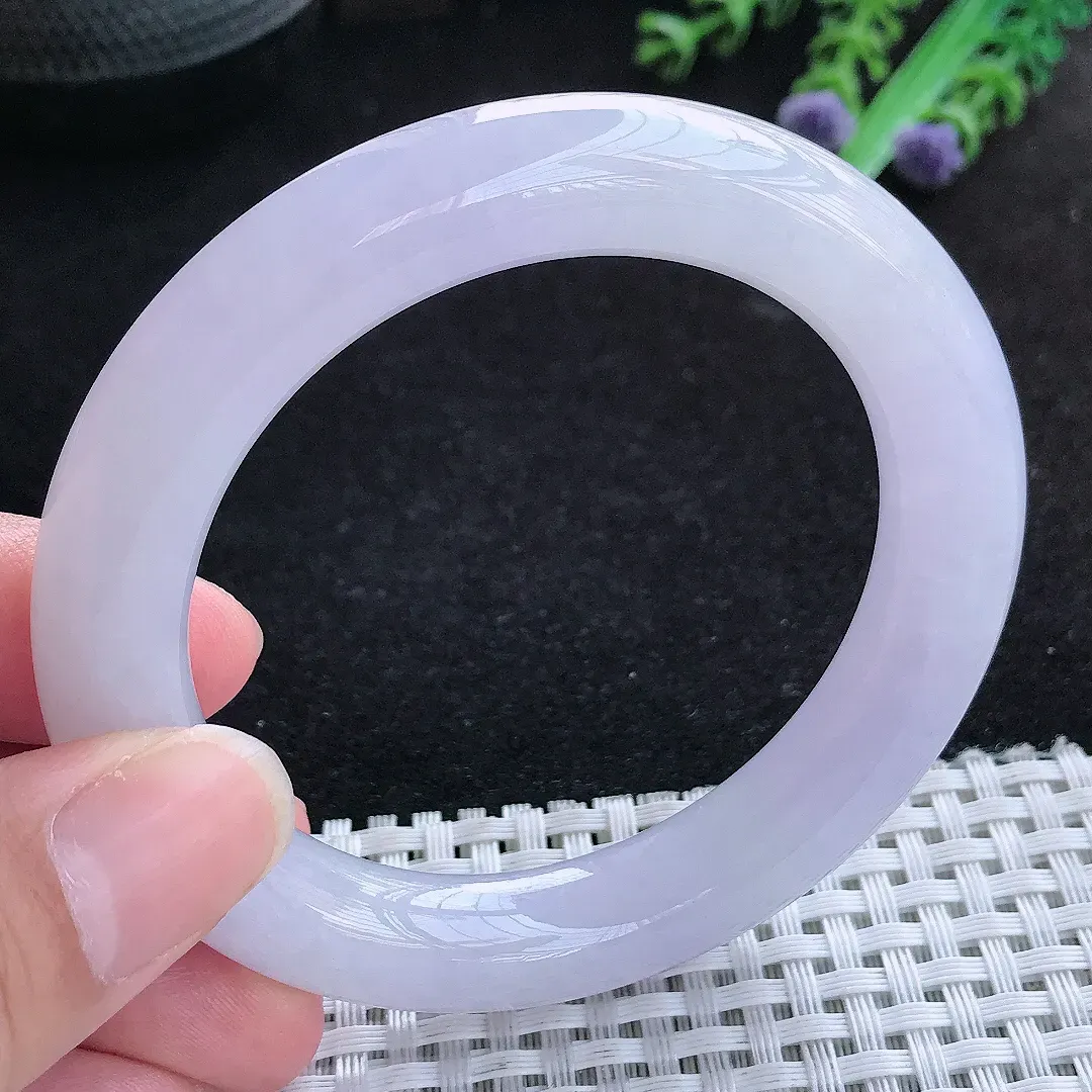 自然光54/10.7/10.8老坑冰胶果冻紫罗兰圆条手镯翡翠玉镯女款百搭