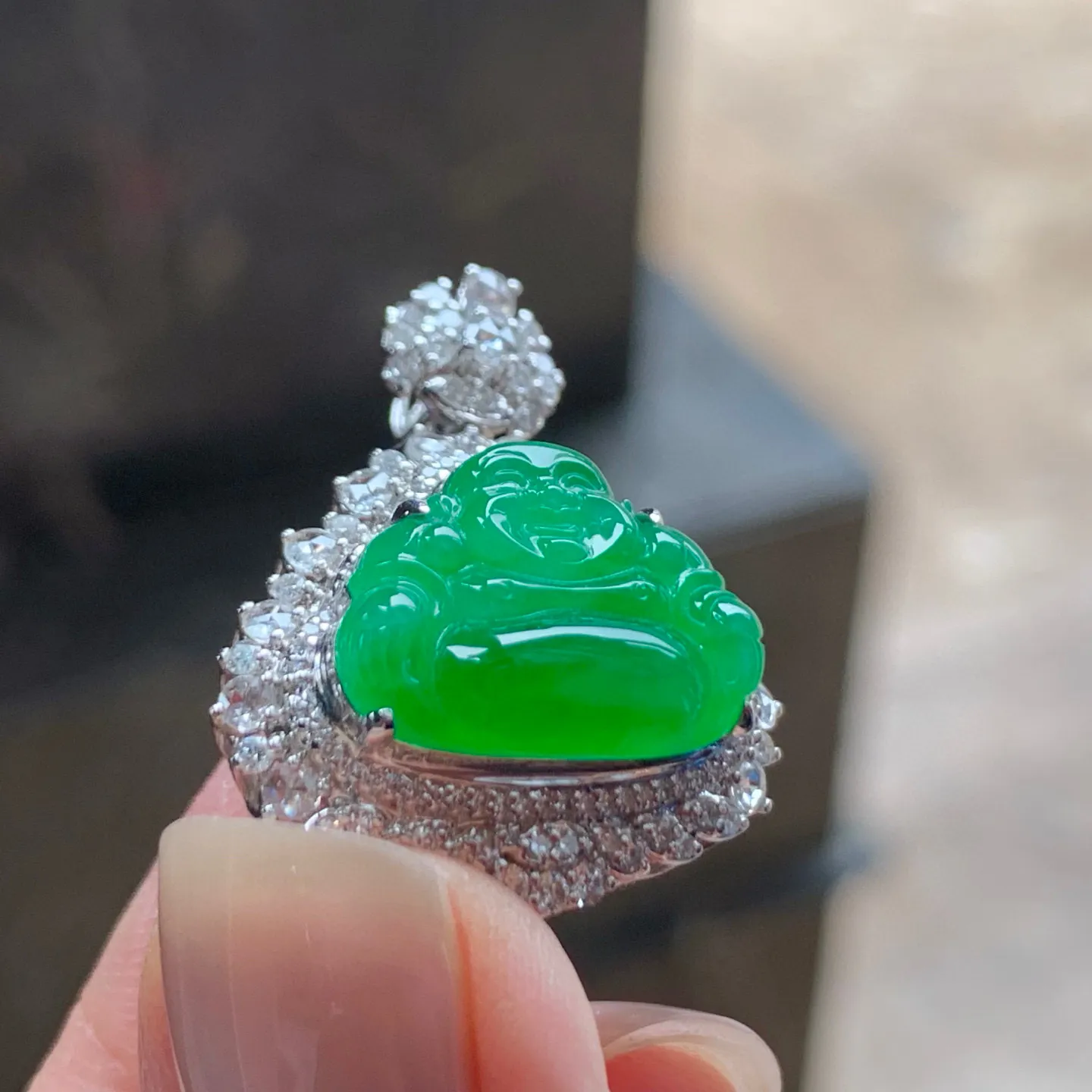 冰阳绿坐佛
种老 真金镶嵌