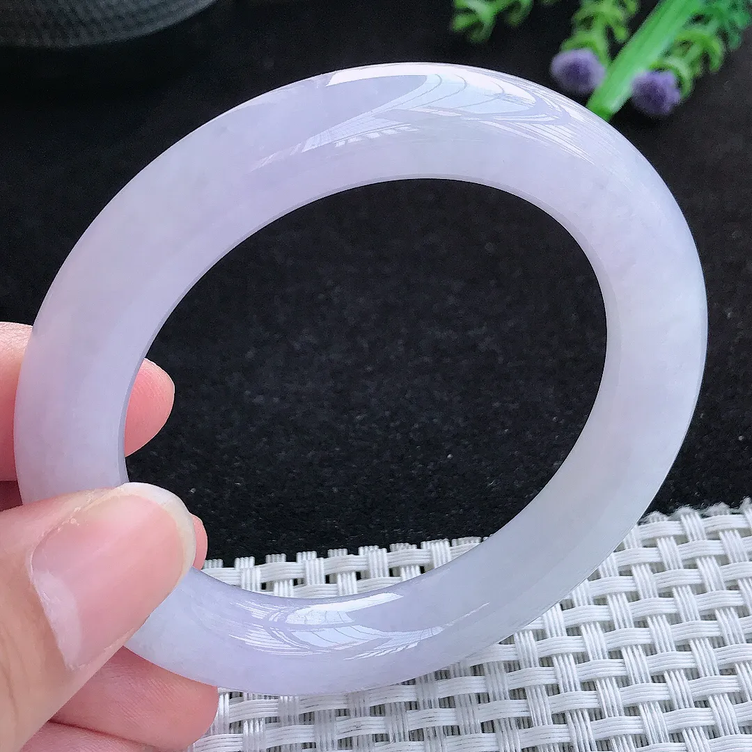 自然光54/10.7/10.8老坑冰胶果冻紫罗兰圆条手镯翡翠玉镯女款百搭
