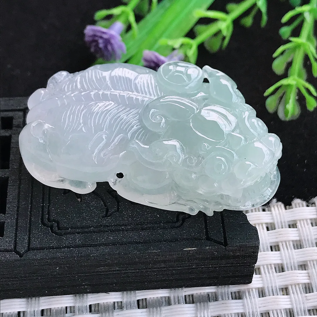 自然光44/24.8/12.4老坑冰胶果冻冰晴貔貅吊坠翡翠玉坠