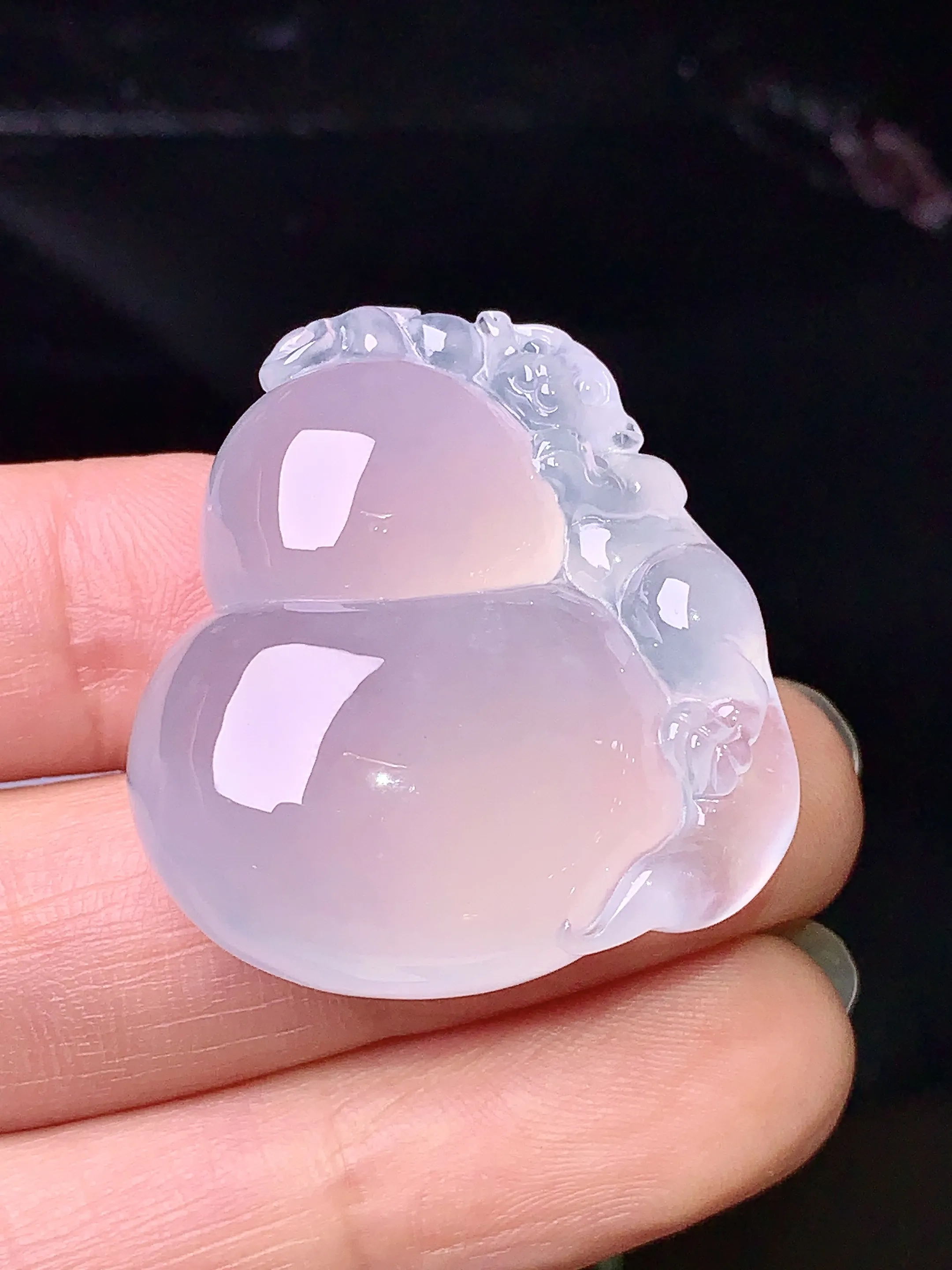 冰种葫芦吊坠 玉质细腻 色泽清新艳丽 整体尺寸31*28.6*10