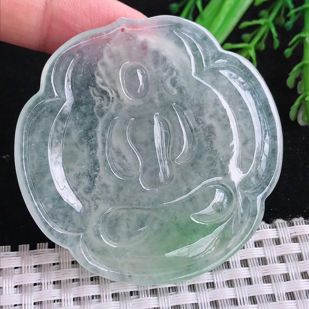 自然光57.5/57.8/5.6老坑冰种果冻胶冰晴渡母菩萨吊坠翡翠玉坠