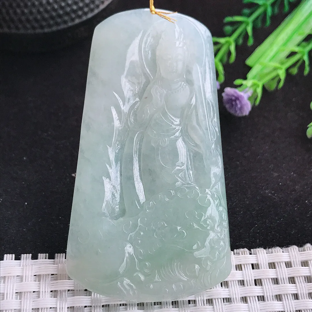 自然光70/39.3/6.3老坑冰胶水灵冰晴文殊菩萨吊坠翡翠玉坠