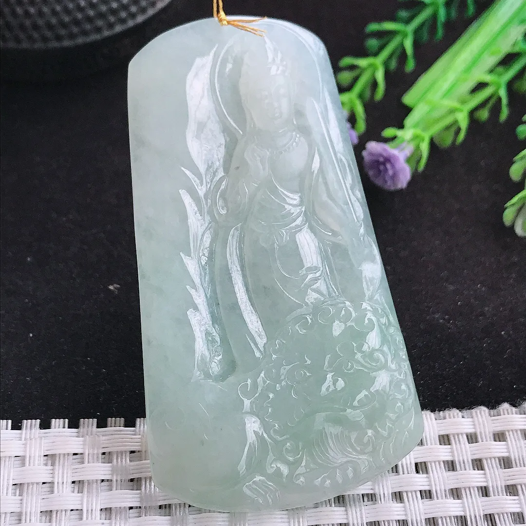 自然光70/39.3/6.3老坑冰胶水灵冰晴文殊菩萨吊坠翡翠玉坠