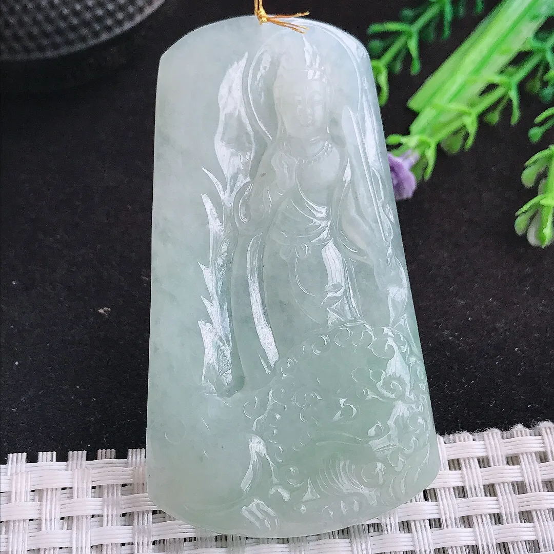 自然光70/39.3/6.3老坑冰胶水灵冰晴文殊菩萨吊坠翡翠玉坠
