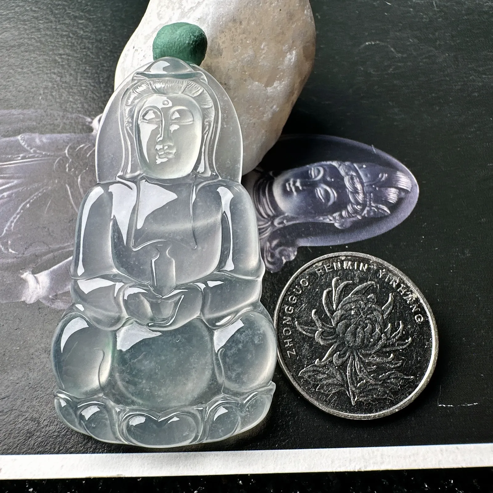 【冰种观音】雪花棉精品，质地细腻，通透度上佳，冰感十足，适合佩戴