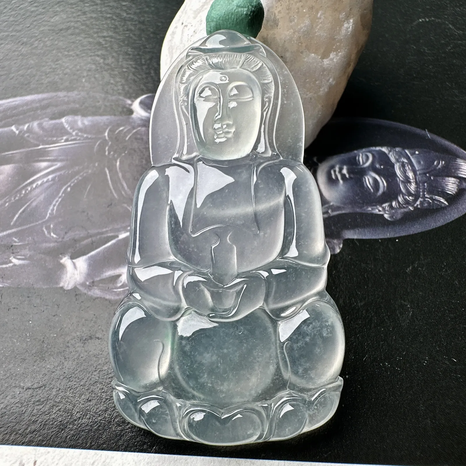 【冰种观音】雪花棉精品，质地细腻，通透度上佳，冰感十足，适合佩戴