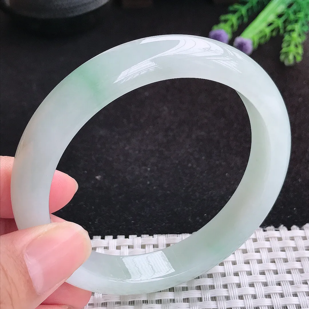 自然光63/12.6/8.6老坑冰胶果冻飘花手镯天然翡翠玉镯女款百搭