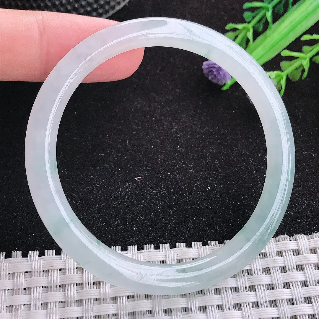自然光52.5/5.8/7.2老坑冰胶果冻飘花叮当手镯天然翡翠玉镯女款百搭