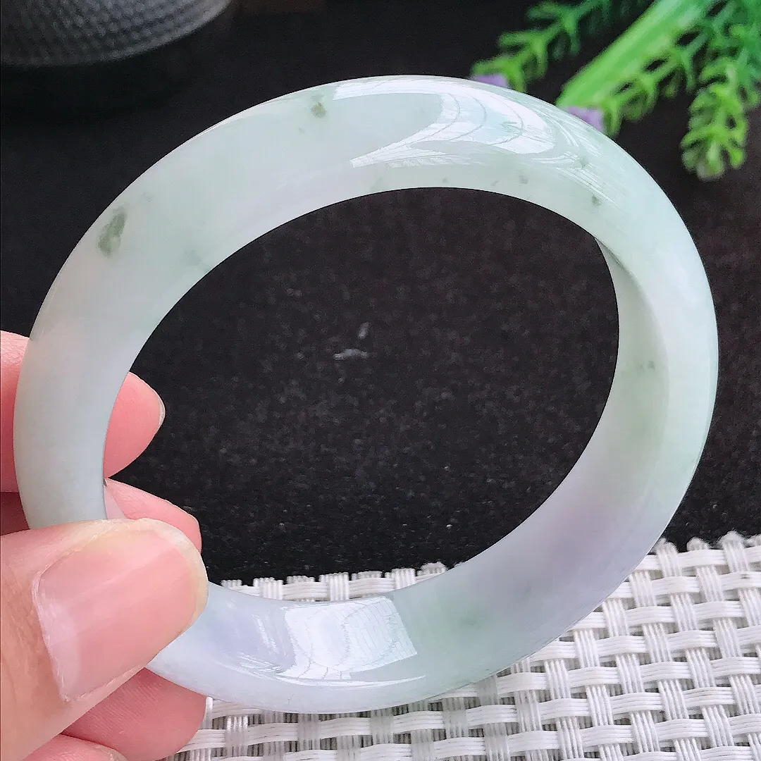 自然光58/15.1/8.2老坑冰胶水灵飘花手镯天然翡翠玉镯女款百搭