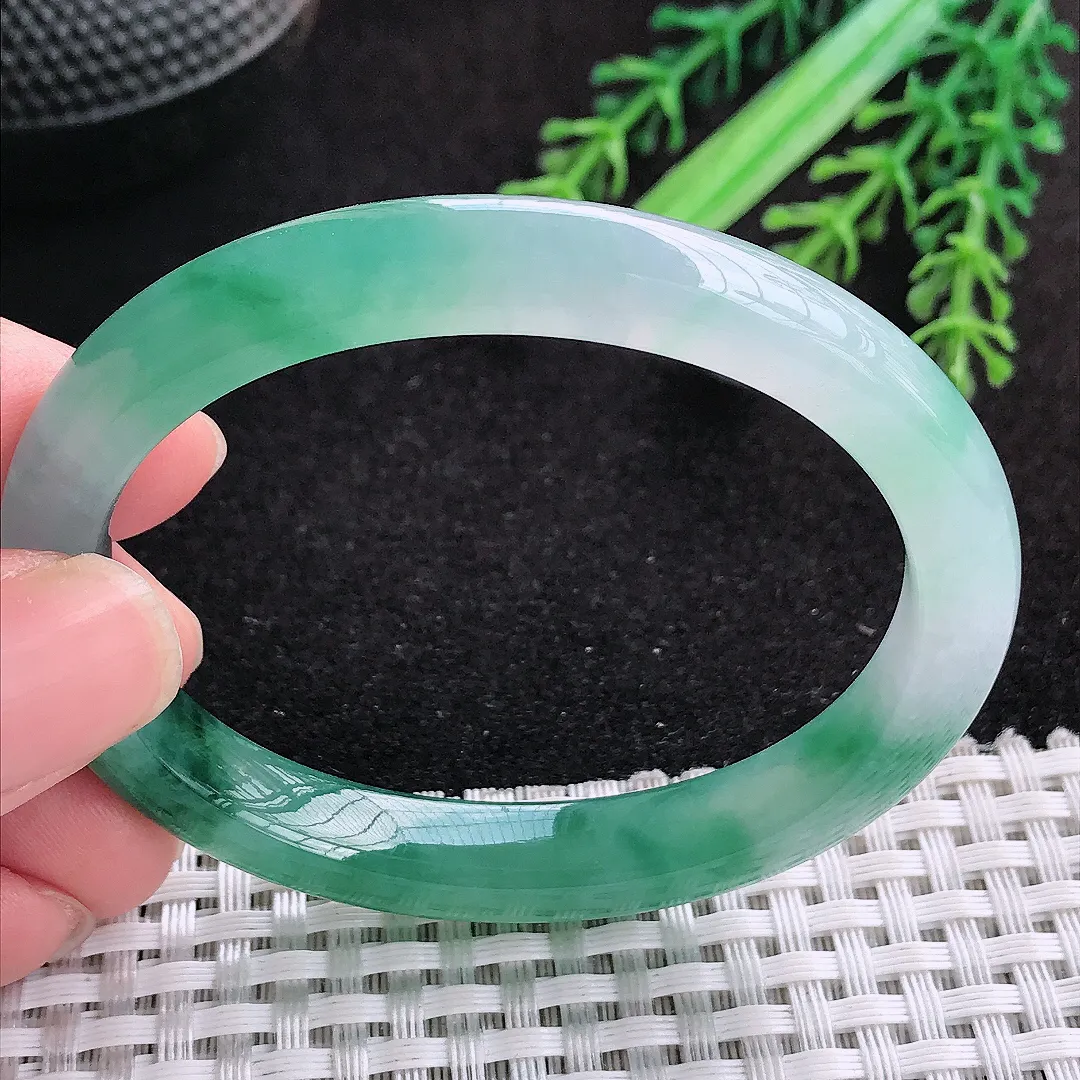 自然光53.5/45.6/8.6/7.5老坑冰胶果冻冰飘花贵妃手镯天然翡翠玉镯女款百搭