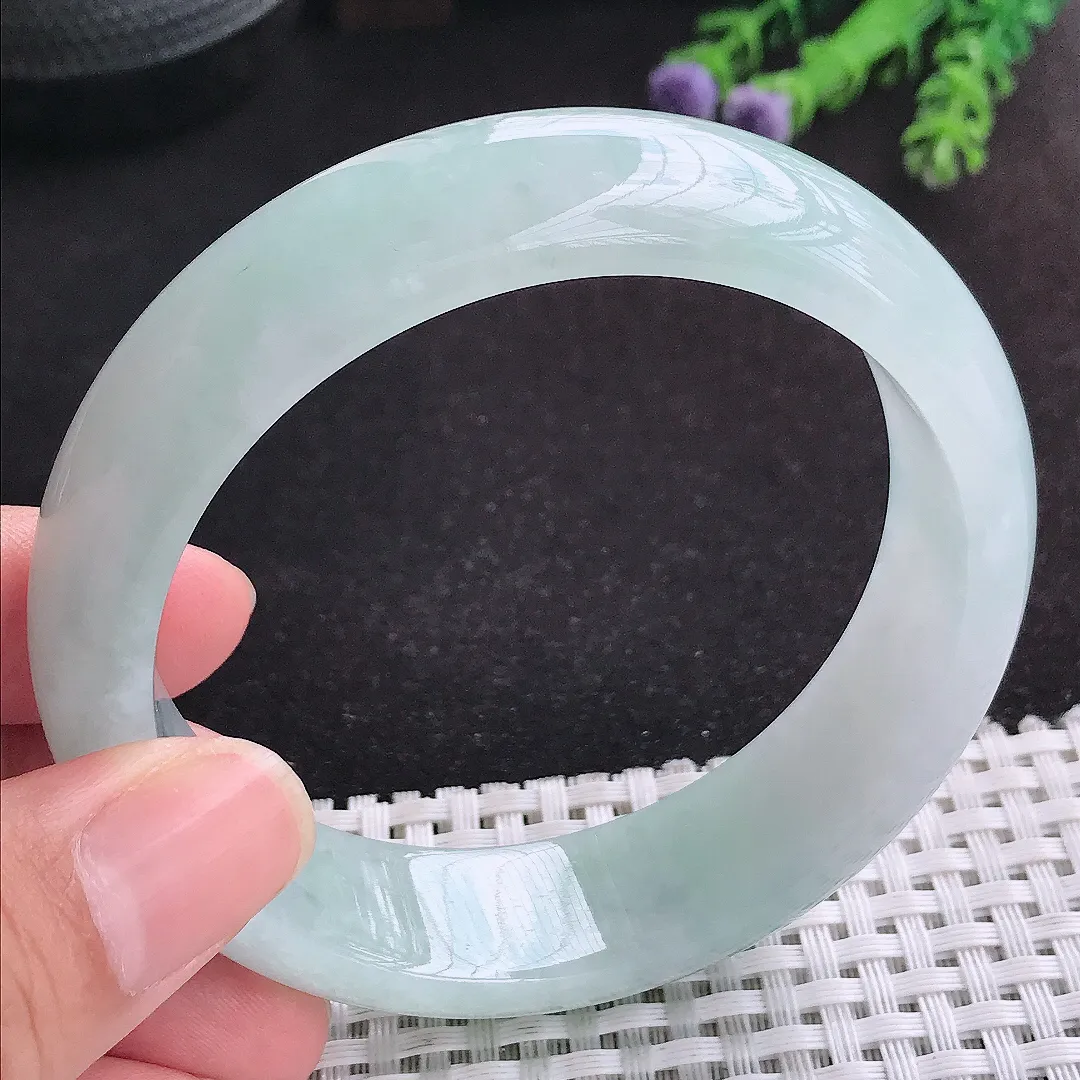 自然光60/17/8.3老坑冰胶水灵冰晴轮胎手镯天然翡翠玉镯女款百搭