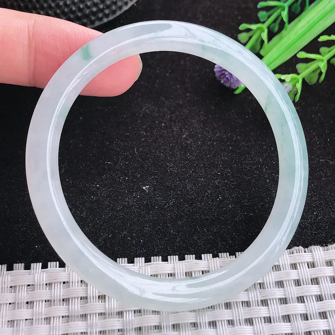 自然光52.5/5.8/7.2老坑冰胶果冻飘花叮当手镯天然翡翠玉镯女款百搭
