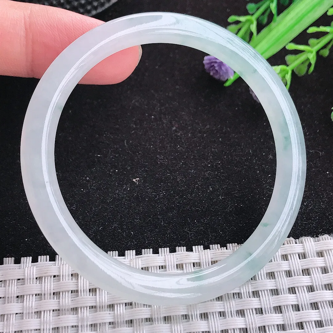 自然光52.5/5.8/7.2老坑冰胶果冻飘花叮当手镯天然翡翠玉镯女款百搭