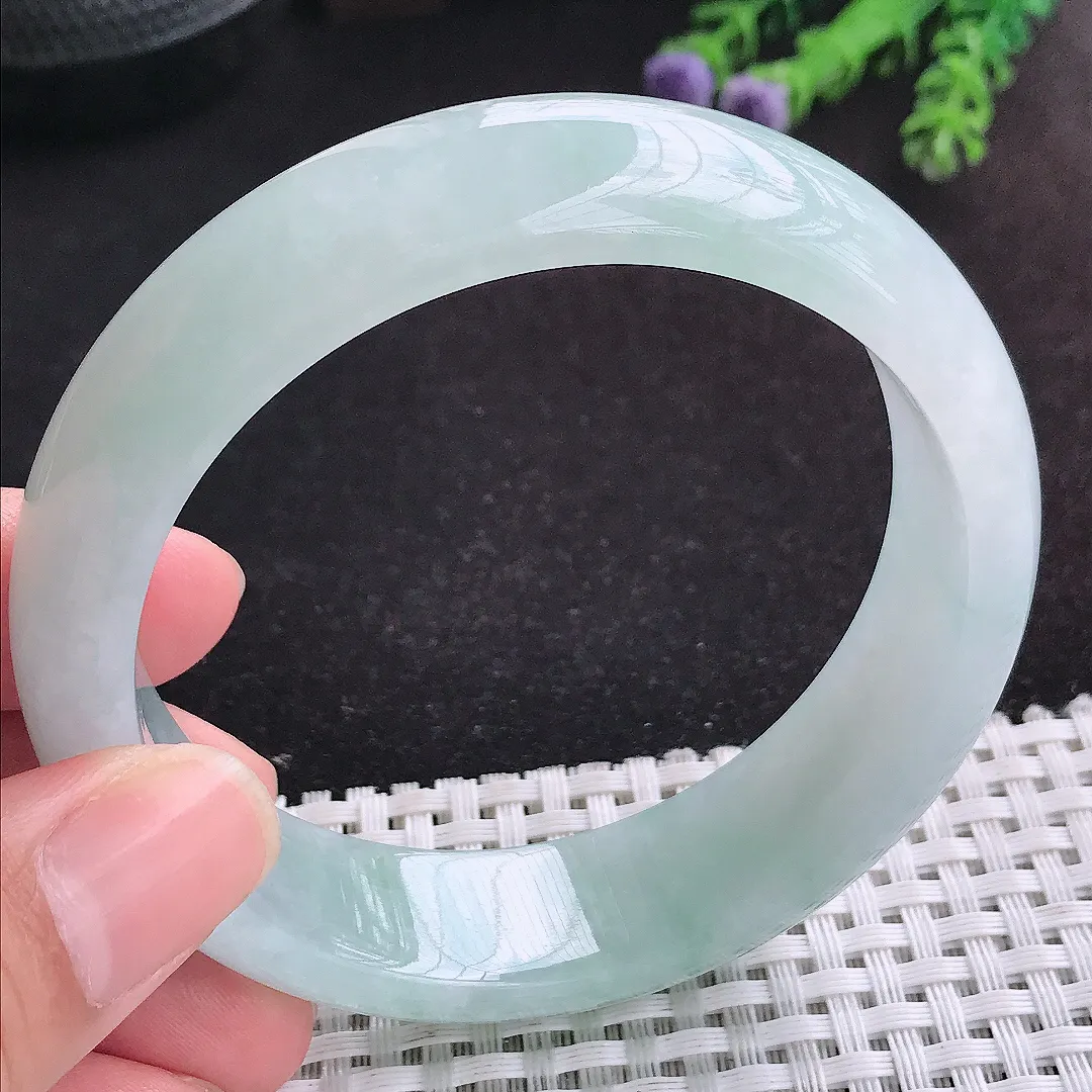 自然光60/17/8.3老坑冰胶水灵冰晴轮胎手镯天然翡翠玉镯女款百搭