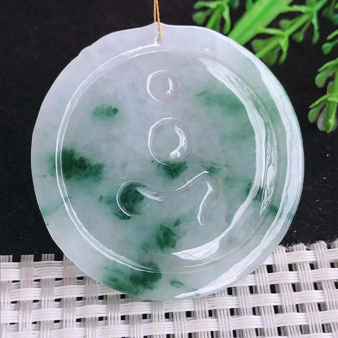 自然光52.5/52/5.5老坑精美冰润飘花文殊菩萨吊坠翡翠玉坠