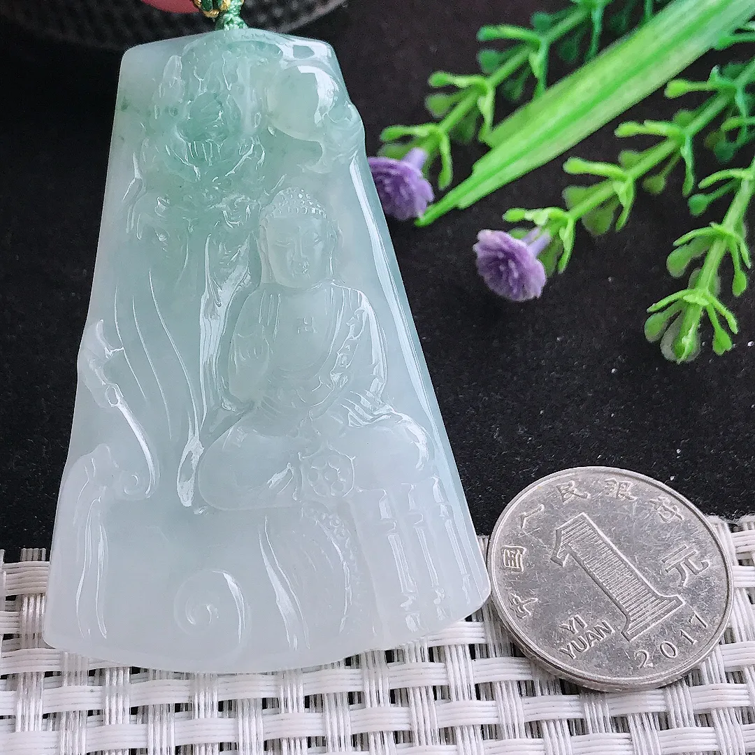 自然光62.5/43.3/5.2老坑冰胶果冻阿弥陀佛吊坠翡翠玉坠